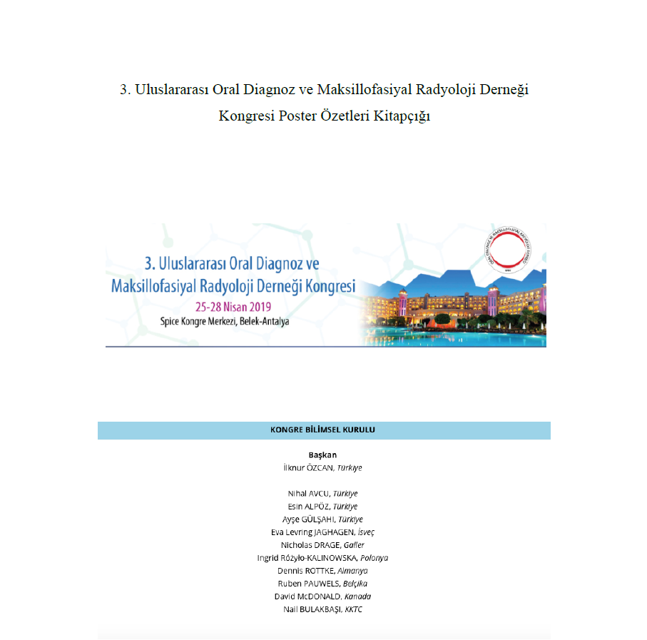 3rd International Oral Diagnosis and Maxillofacial Radiology Association Congress - Poster Presentations Booklet